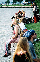 Sitting on the bank of the Hudson River