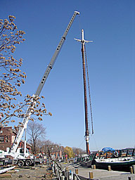 Lower mast hauled out