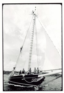 The sloop Clearwater's maiden voyage. Photo courtesy of the A Wallace Collection. 