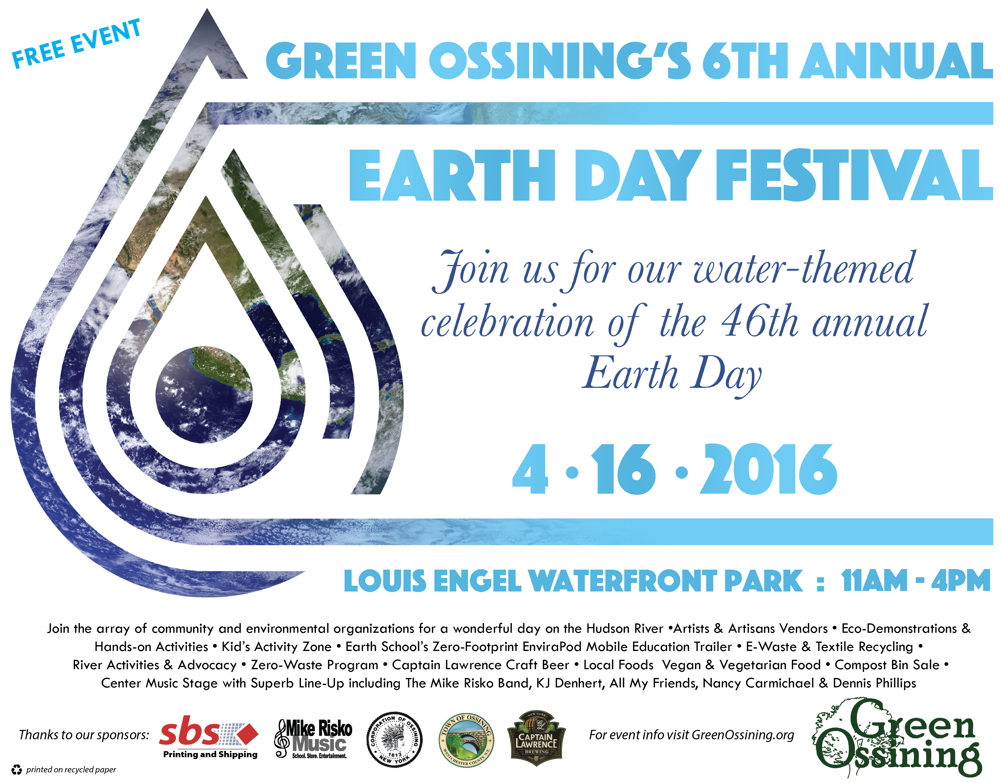 Green Ossining Earth Day Flyer Hudson River Sloop Clearwater