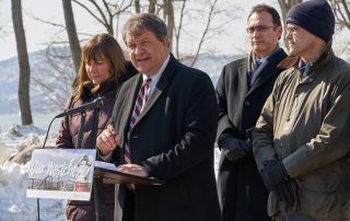 Westchester County, NY officials and Clearwater representatives speak at a press conference 3/7/19 to announce collaboration on the Great Hudson River Revival music festival.