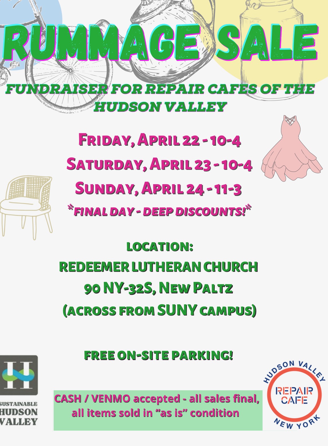 Fundraising Rummage Sale for Repair Cafes of HV Hudson River Sloop